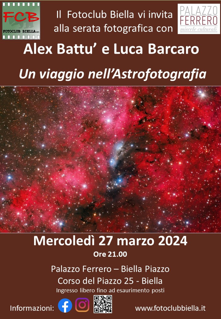 ✨Alex Battù e Luca Barcaro| Mercoledì 27 marzo 2024 ore 21:00 | Palazzo Ferrero | Serata fotografica a cura di Fotoclub Biella