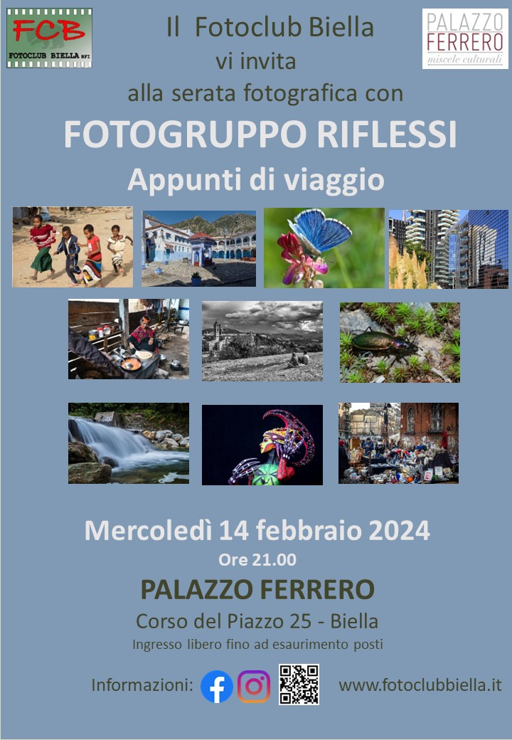 ✨Serata fotografica a cura di Fotoclub Biella Mercoledì 14 febbraio 2024 ore 21:00 | Palazzo Ferrero