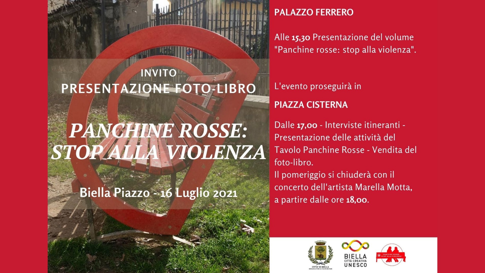 Panchine Rosse: stop alla violenza